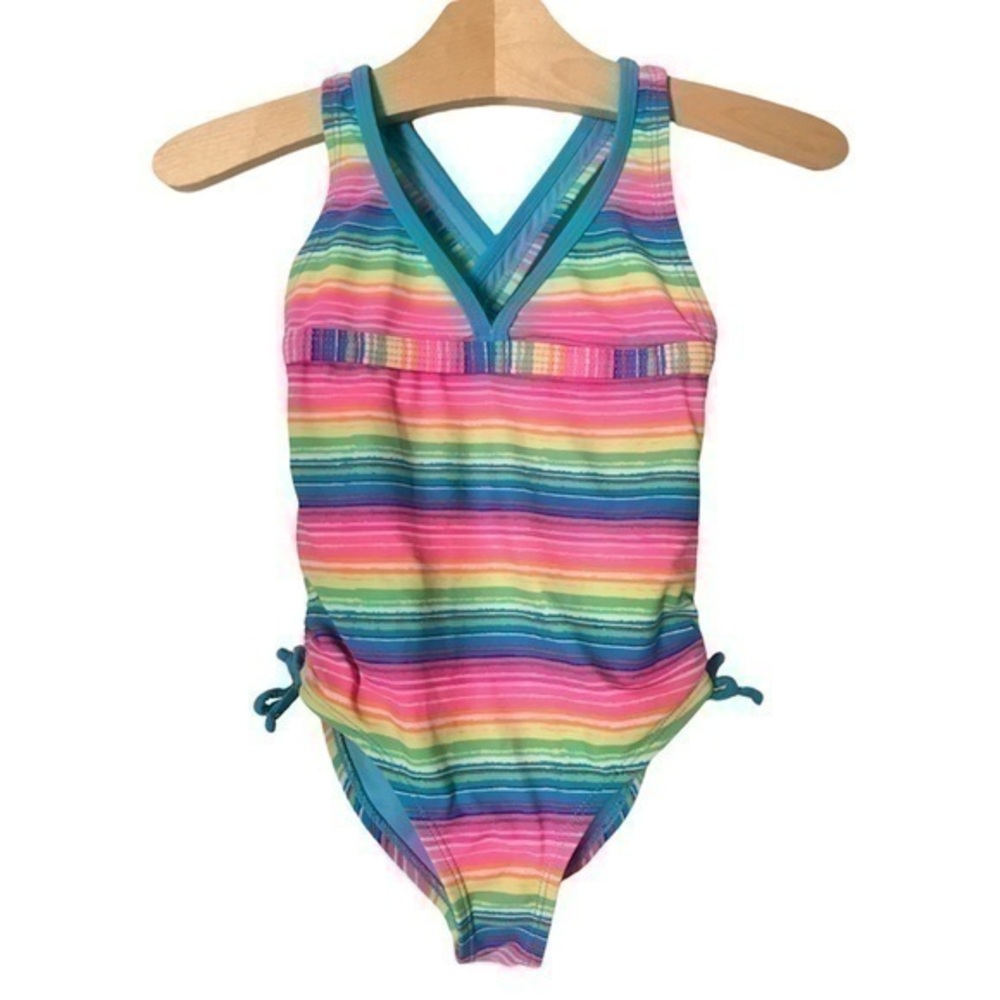 Angel Beach One Piece Swimsuit Striped Size 4T lined